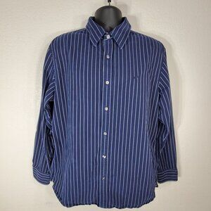 American Eagle Mens Blue & White Striped Shirt XL Button Down Premium Vtg Fit